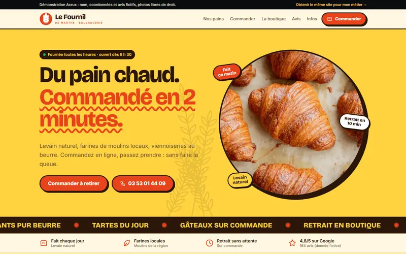 Aperçu du site de démonstration Le Fournil de Marthe, boulanger-pâtissier à Dijon